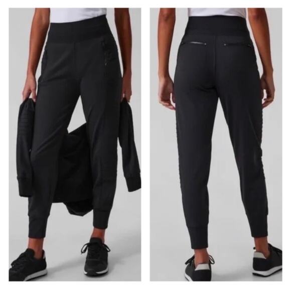 Athleta Pants - Athleta Pants Womens Small Black Venice Moto Jogger Sporty Travel Pull On Casual